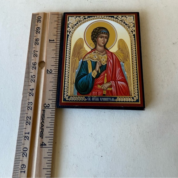 Religious Mini Russian Orthodox Icon with Guardian Angel Artwork - Picture 9 of 9